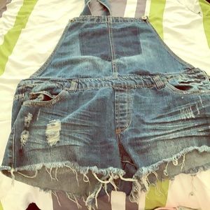 Distressed Jean Overalls